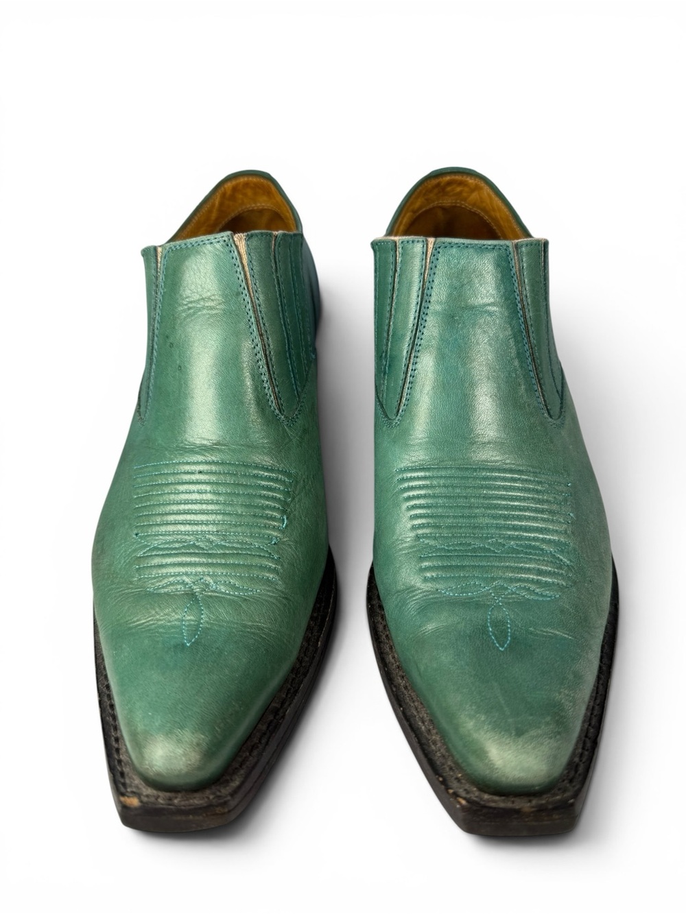 Charlie 1 Horse Turquoise Leather Western Ankle Boots 9B Vibram Sole
